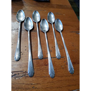 Vintage MONROE Silver Co. set of 6 DIANA Pattern Ice Tea Spoons c.1929